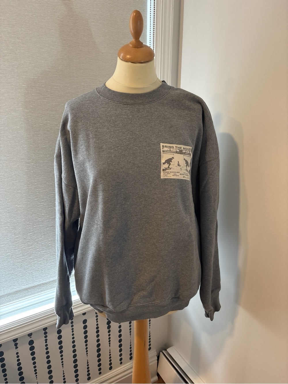 Brandy Melville Gray Crewneck Sweatshirt with Small Chest Patch